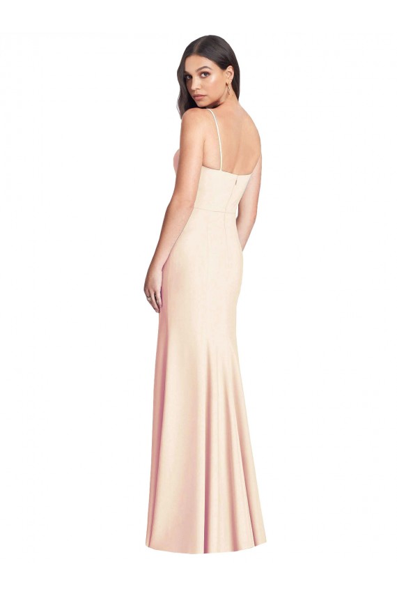 Sleeveless Nude Trumpet Spaghetti Straps Semi Formal Evening Dress / Prom Dress / Bridesmaid Dress Maidstone