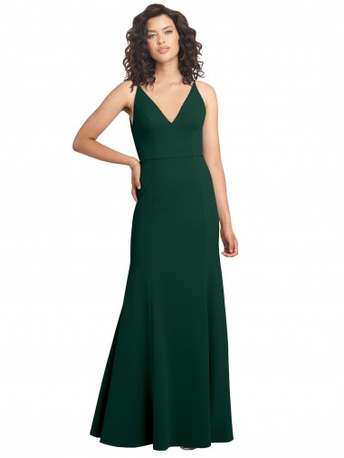 Sleeveless Midnight Green V-Back A-Line V-Neck Formal Dress / Bridesmaid Dress Maidstone