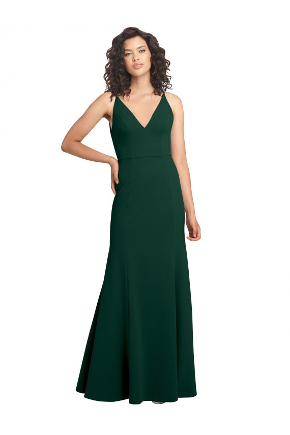 Sleeveless Midnight Green V-Back A-Line V-Neck Formal Dress / Bridesmaid Dress Maidstone