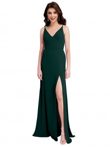 Sleeveless Midnight Green V-Back A-Line V-Neck Formal Evening Gown / Prom Dress / Bridesmaid Dress Maidstone