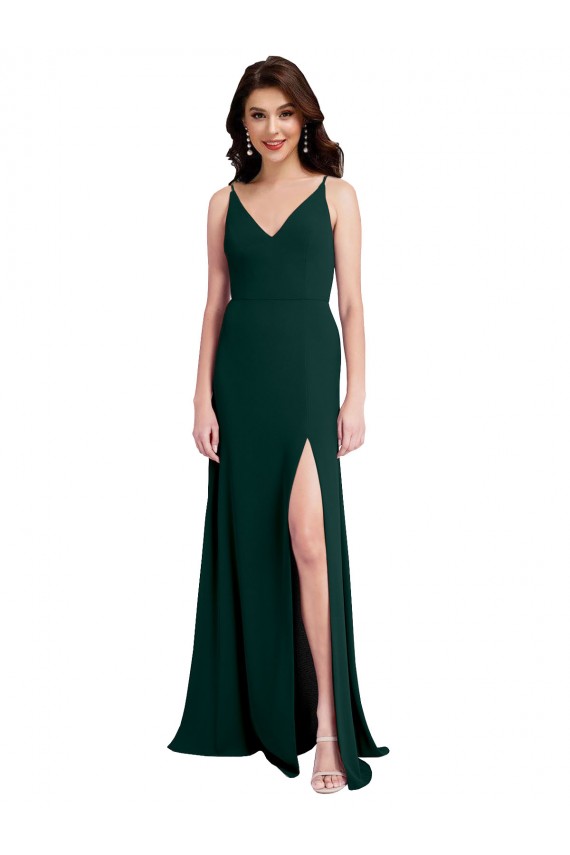 Sleeveless Midnight Green V-Back A-Line V-Neck Formal Evening Gown / Prom Dress / Bridesmaid Dress Maidstone