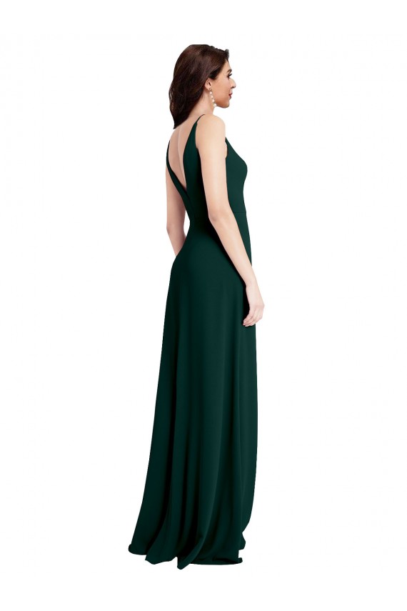Sleeveless Midnight Green V-Back A-Line V-Neck Formal Evening Gown / Prom Dress / Bridesmaid Dress Maidstone