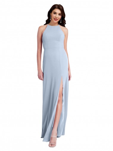 Sleeveless Light Sky Blue Criss Cross Open Back Sheath Halter Neck Formal Evening Gown / Prom Dress / Bridesmaid Dress Maidstone