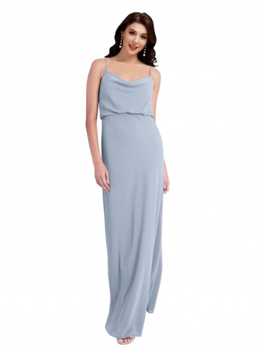 Sleeveless Smoke Blue V-Back Sheath Spaghetti Straps Formal Evening Gown / Prom Dress / Bridesmaid Dress Maidstone