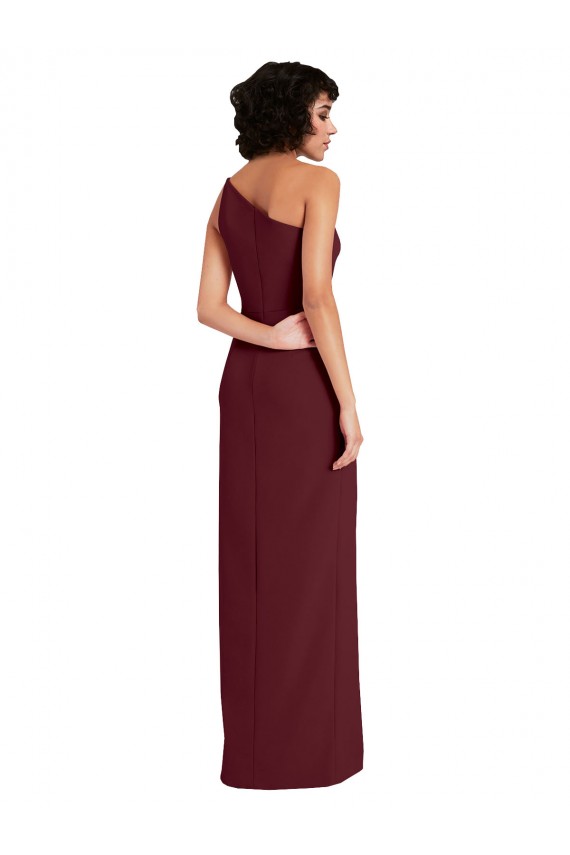 Sleeveless Burgundy Gold Sheath One Shoulder Formal Evening Gown / Prom Dress / Bridesmaid Dress Maidstone