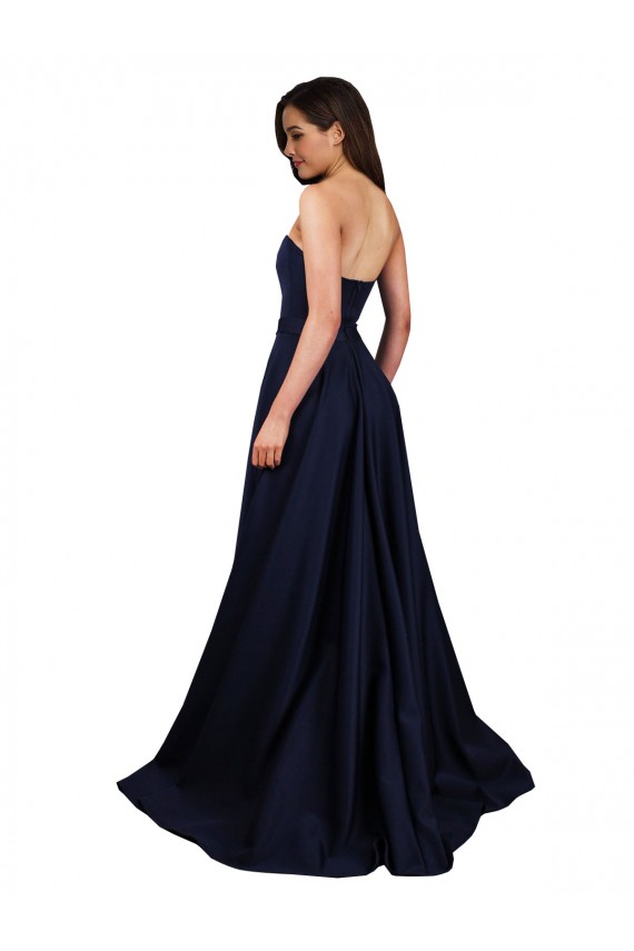 Sleeveless Dark Navy Low Back A-Line Sweetheart Formal Dress / Bridesmaid Dress Maidstone