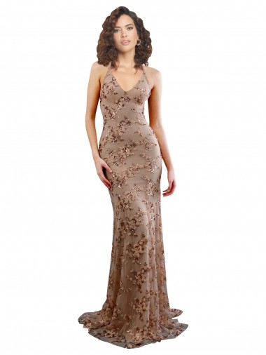 Sleeveless Rose Gold Backless Mermaid V-Neck Formal Evening Gown / Prom Dress / Bridesmaid Dress Maidstone