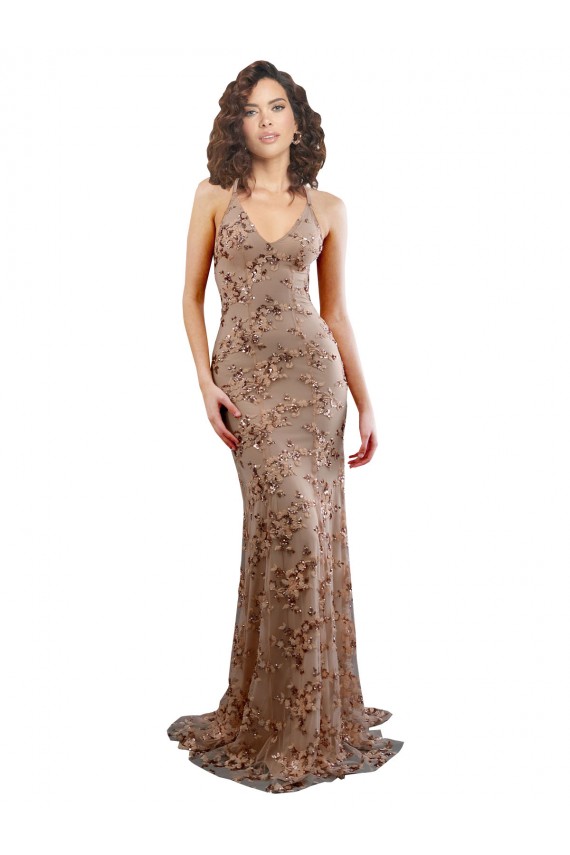 Sleeveless Rose Gold Backless Mermaid V-Neck Formal Evening Gown / Prom Dress / Bridesmaid Dress Maidstone
