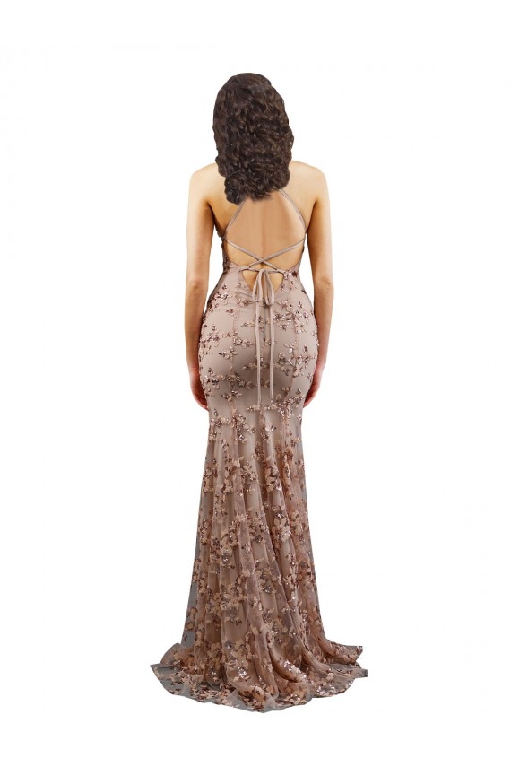 Sleeveless Rose Gold Backless Mermaid V-Neck Formal Evening Gown / Prom Dress / Bridesmaid Dress Maidstone