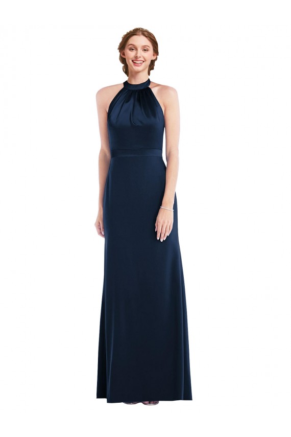 Sleeveless Dark Navy Open Back Trumpet High Neck Semi Formal Evening Dress / Prom Dress / Bridesmaid Dress Maidstone