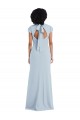 Cap Sleeves Light Sky Blue Keyhole Back Trumpet Jewel Neck Semi Formal Evening Dress / Bridesmaid Dress Maidstone