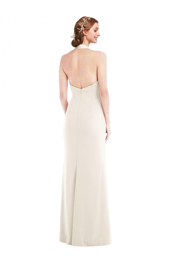 Sleeveless Ivory Low Back Trumpet Halter Neck Semi Formal Evening Dress / Prom Dress / Bridesmaid Dress Maidstone