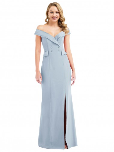 Sleeveless Light Sky Blue Trumpet Off the Shoulder Semi Formal Evening Dress / Prom Dress / Bridesmaid Dress Maidstone