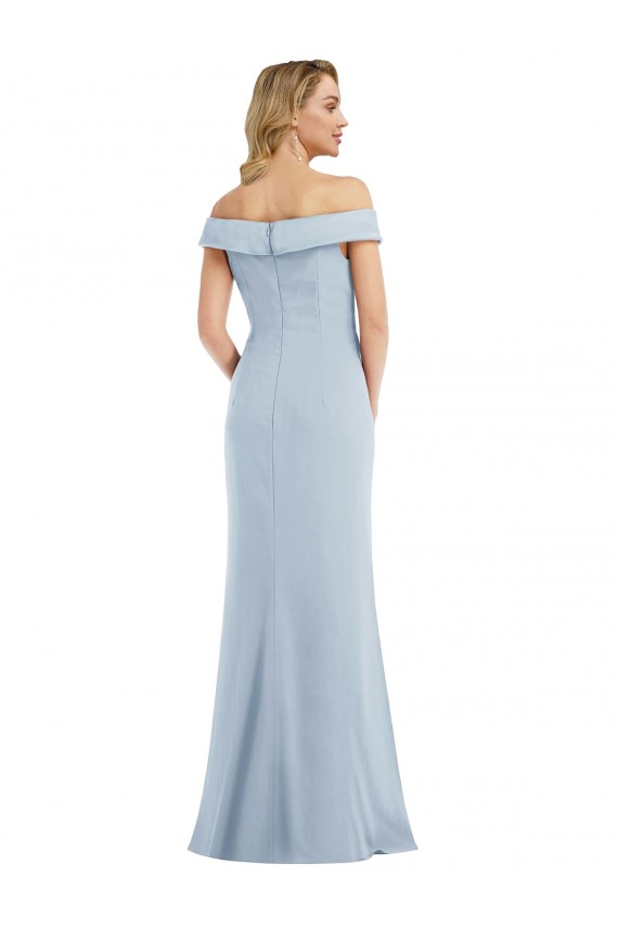 Sleeveless Light Sky Blue Trumpet Off the Shoulder Semi Formal Evening Dress / Prom Dress / Bridesmaid Dress Maidstone