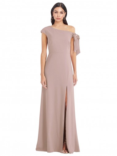 Sleeveless Dusty Pink A-Line Off the Shoulder Formal Evening Gown / Prom Dress / Bridesmaid Dress Maidstone