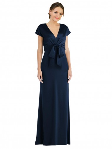 Cap Sleeves Dark Navy Keyhole Back Trumpet Off the Shoulder Formal Evening Gown / Prom Dress / Bridesmaid Dress Maidstone