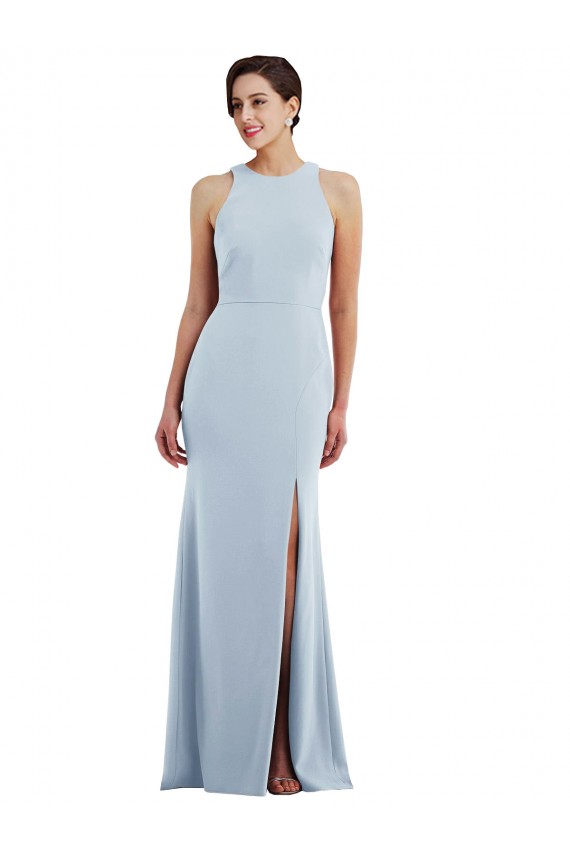 Sleeveless Light Sky Blue Open Back Trumpet Halter Neck Formal Evening Gown / Prom Dress / Bridesmaid Dress Maidstone