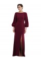 Long Sleeves Burgundy Gold Open Back Trumpet Bateau Neck Formal Evening Gown / Prom Dress / Bridesmaid Dress Maidstone