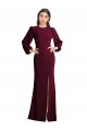 Puff Sleeves Burgundy Gold Open Back Trumpet Bateau Neck Formal Dress / Bridesmaid Dress Maidstone