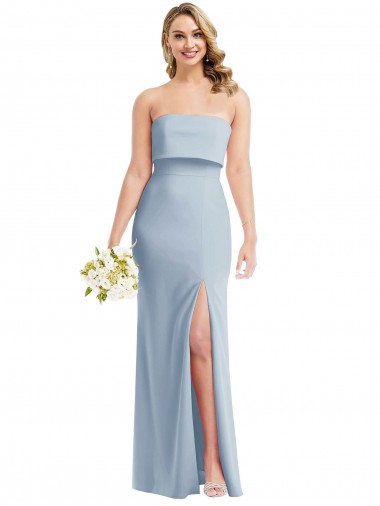Sleeveless Light Sky Blue Low Back Trumpet Strapless Semi Formal Evening Dress / Prom Dress / Bridesmaid Dress Maidstone