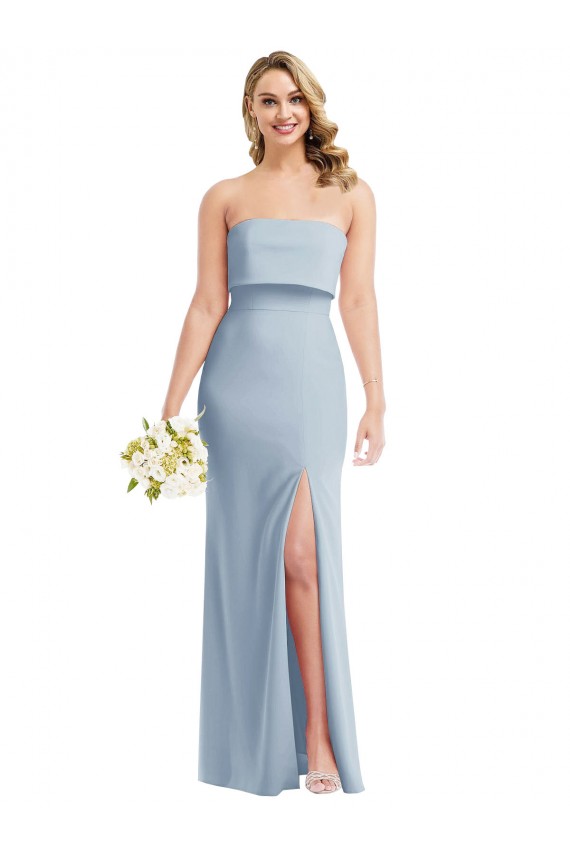 Sleeveless Light Sky Blue Low Back Trumpet Strapless Semi Formal Evening Dress / Prom Dress / Bridesmaid Dress Maidstone