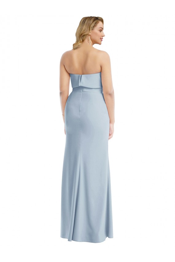 Sleeveless Light Sky Blue Low Back Trumpet Strapless Semi Formal Evening Dress / Prom Dress / Bridesmaid Dress Maidstone