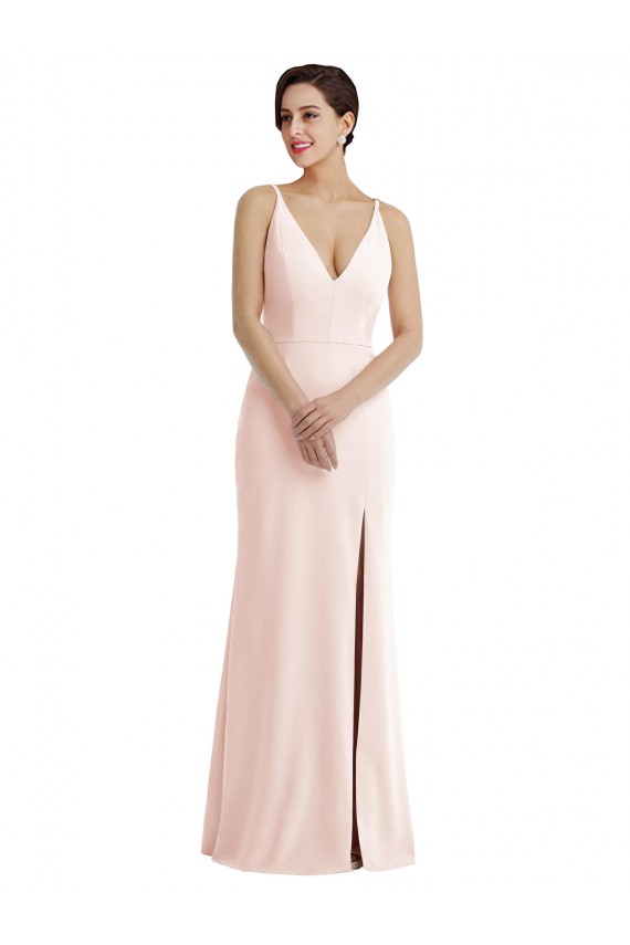 Sleeveless Pink V-Back Trumpet V-Neck Formal Evening Gown / Prom Dress / Bridesmaid Dress Maidstone