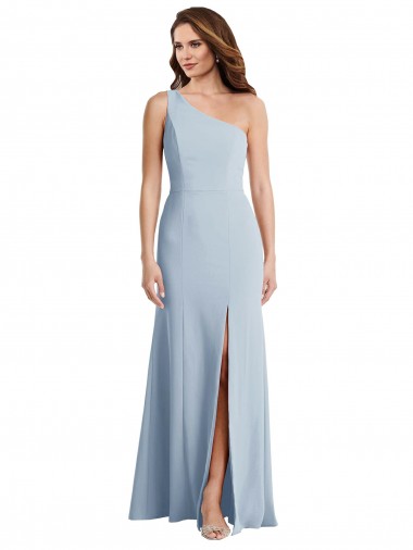 Sleeveless Light Sky Blue Trumpet One Shoulder Formal Evening Gown / Prom Dress / Bridesmaid Dress Maidstone