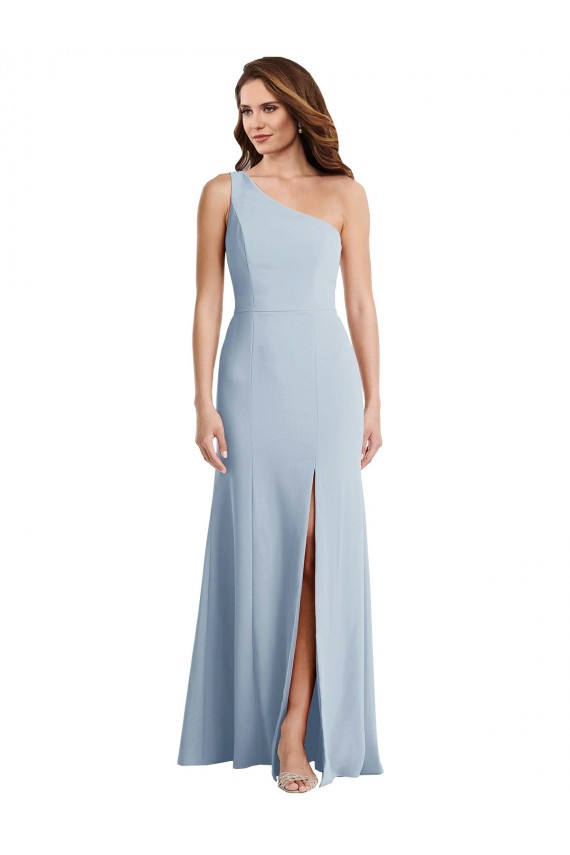 Sleeveless Light Sky Blue Trumpet One Shoulder Formal Evening Gown / Prom Dress / Bridesmaid Dress Maidstone