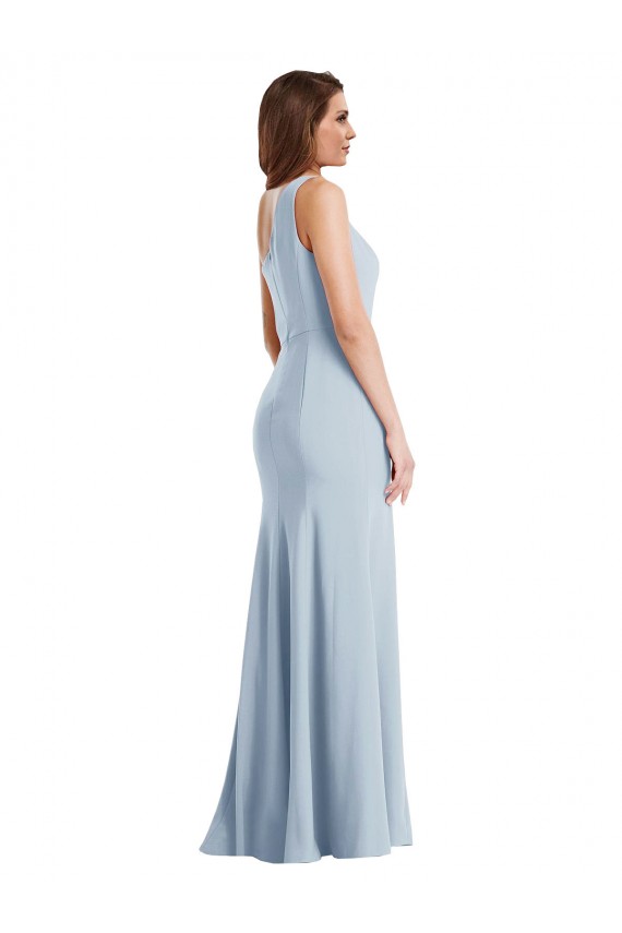 Sleeveless Light Sky Blue Trumpet One Shoulder Formal Evening Gown / Prom Dress / Bridesmaid Dress Maidstone