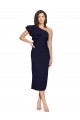 Sleeveless Dark Navy Sheath Stretch Crepe One Shoulder Formal Evening Gown / Prom Dress / Bridesmaid Dress Maidstone