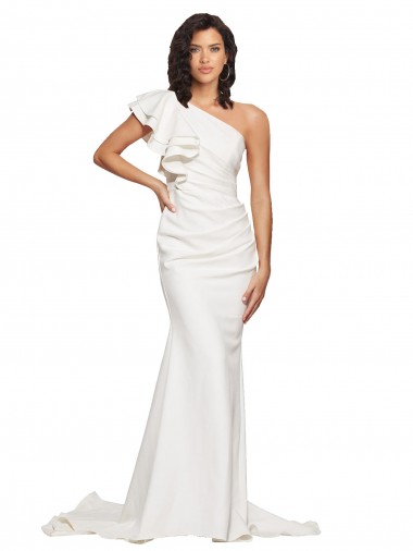 Sleeveless Ivory Sheath One Shoulder Semi Formal Evening Dress / Prom Dress / Bridesmaid Dress Maidstone