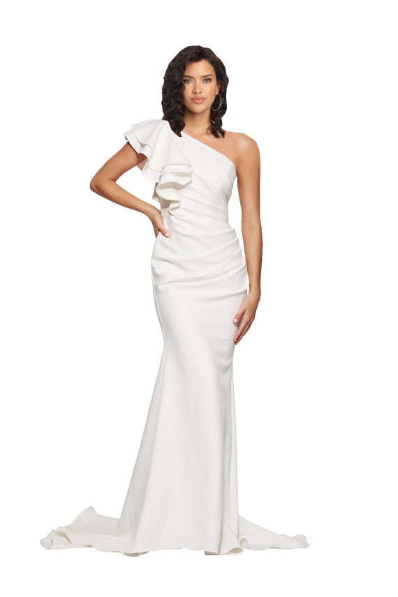 Sleeveless Ivory Sheath One Shoulder Semi Formal Evening Dress / Prom Dress / Bridesmaid Dress Maidstone