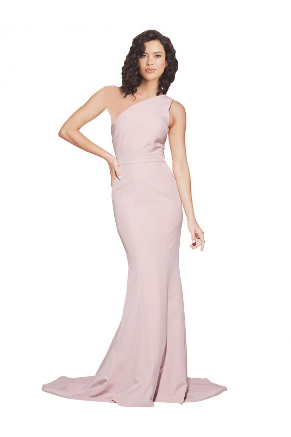 Sleeveless Mauve Sheath One Shoulder Semi Formal Evening Dress / Prom Dress / Bridesmaid Dress Maidstone