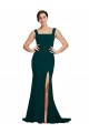 Sleeveless Midnight Green Sheath Square Neck Semi Formal Evening Dress / Prom Dress / Bridesmaid Dress Maidstone