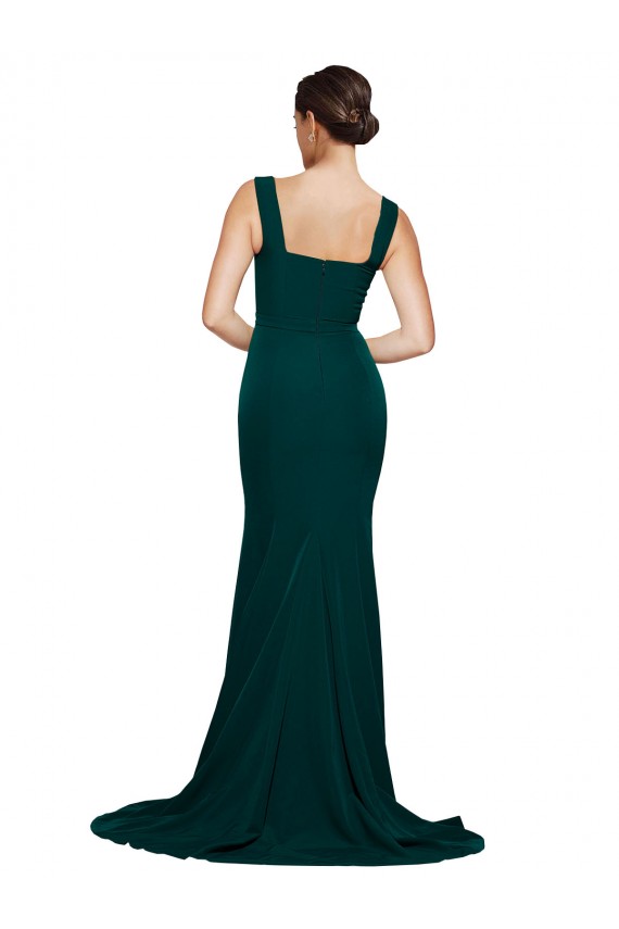 Sleeveless Midnight Green Sheath Square Neck Semi Formal Evening Dress / Prom Dress / Bridesmaid Dress Maidstone