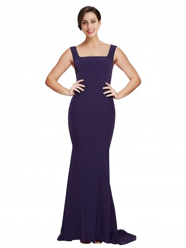 Sleeveless Dark Navy Sheath Square Neck Semi Formal Evening Dress / Prom Dress / Bridesmaid Dress Maidstone