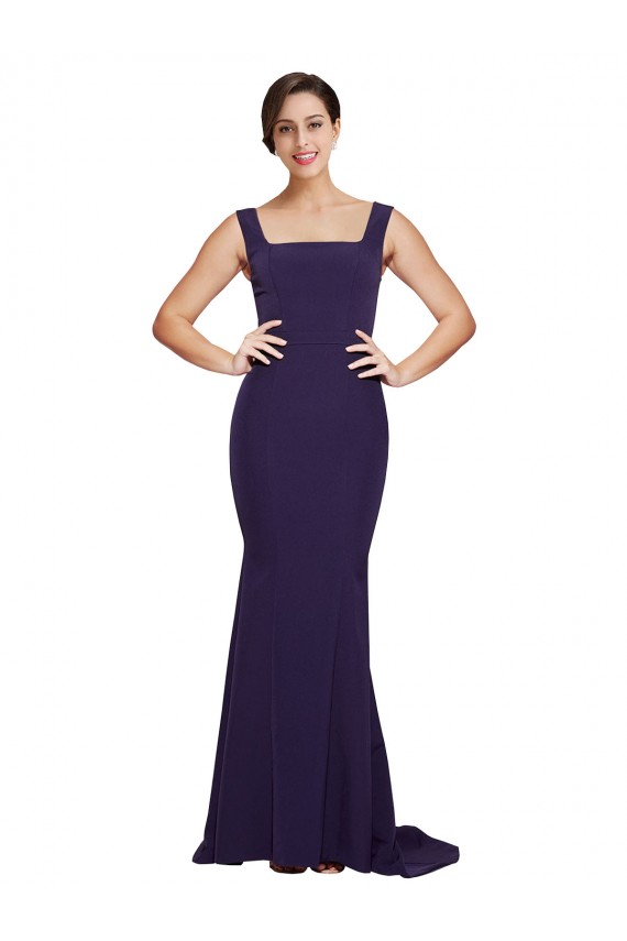 Sleeveless Dark Navy Sheath Square Neck Semi Formal Evening Dress / Prom Dress / Bridesmaid Dress Maidstone