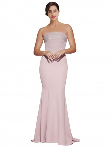 Sleeveless Mauve Low Back Sheath Strapless Formal Evening Gown / Prom Dress / Bridesmaid Dress Maidstone