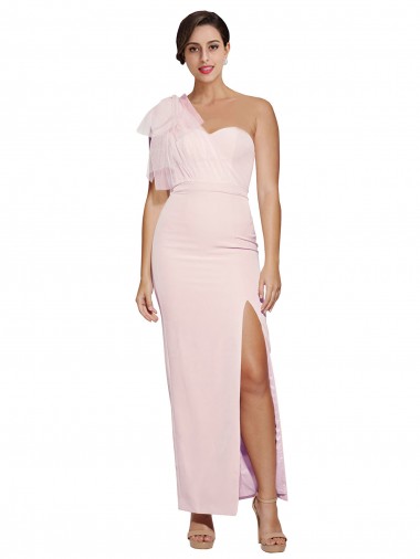 Sleeveless Pink Low Back Sheath One Shoulder Formal Evening Gown / Prom Dress / Bridesmaid Dress Maidstone