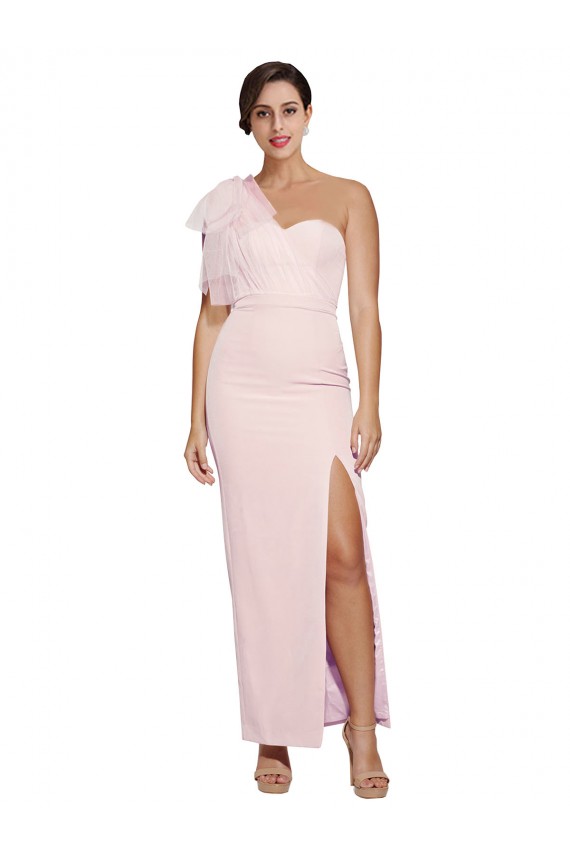 Sleeveless Pink Low Back Sheath One Shoulder Formal Evening Gown / Prom Dress / Bridesmaid Dress Maidstone