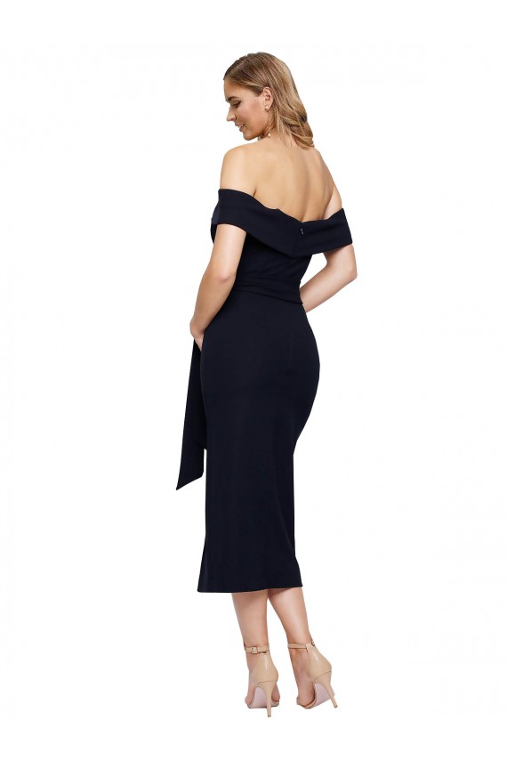 Sleeveless Black Low Back Sheath Off the Shoulder Formal Evening Gown / Prom Dress / Bridesmaid Dress Maidstone