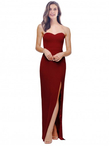 Sleeveless Burgundy Low Back Sheath Sweetheart Bridesmaid Dress / Evening Dress Maidstone