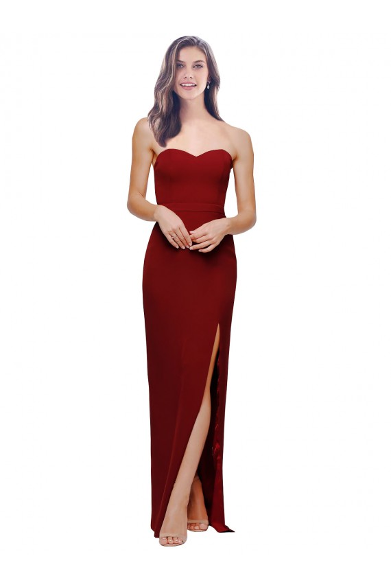 Sleeveless Burgundy Low Back Sheath Sweetheart Bridesmaid Dress / Evening Dress Maidstone