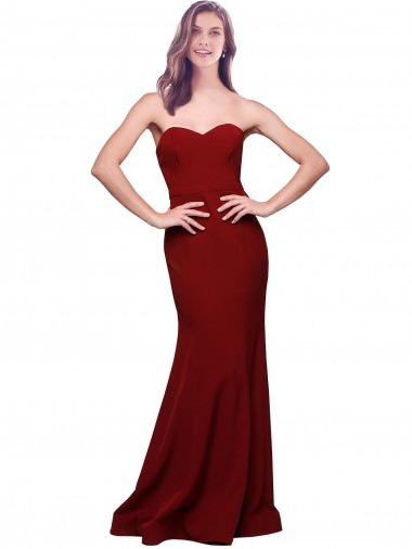 Sleeveless Burgundy Low Back Sheath Sweetheart Formal Evening Gown / Prom Dress / Bridesmaid Dress Maidstone