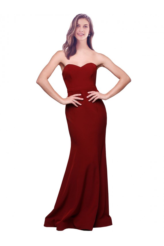 Sleeveless Burgundy Low Back Sheath Sweetheart Formal Evening Gown / Prom Dress / Bridesmaid Dress Maidstone