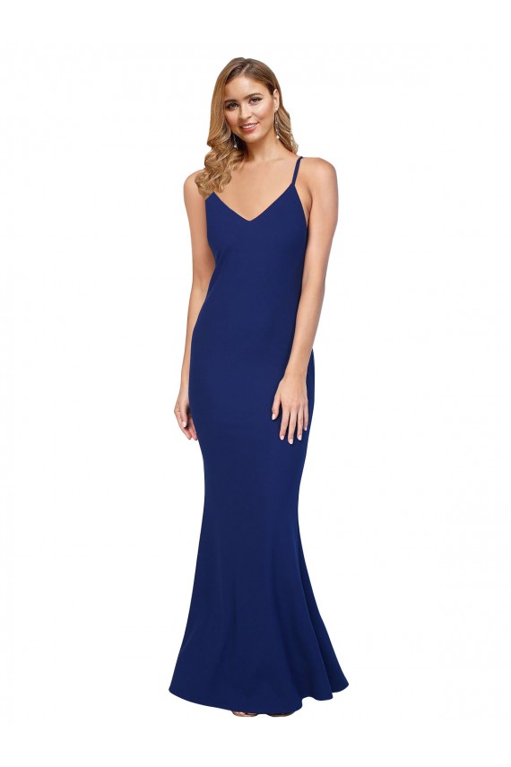 Sleeveless Royal Blue Low Back Sheath V-Neck Formal Dress / Bridesmaid Dress Maidstone