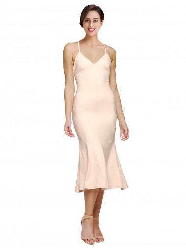 Sleeveless Nude Low Back Sheath V-Neck Evening Gown / Prom Dress / Bridesmaid Dress Maidstone