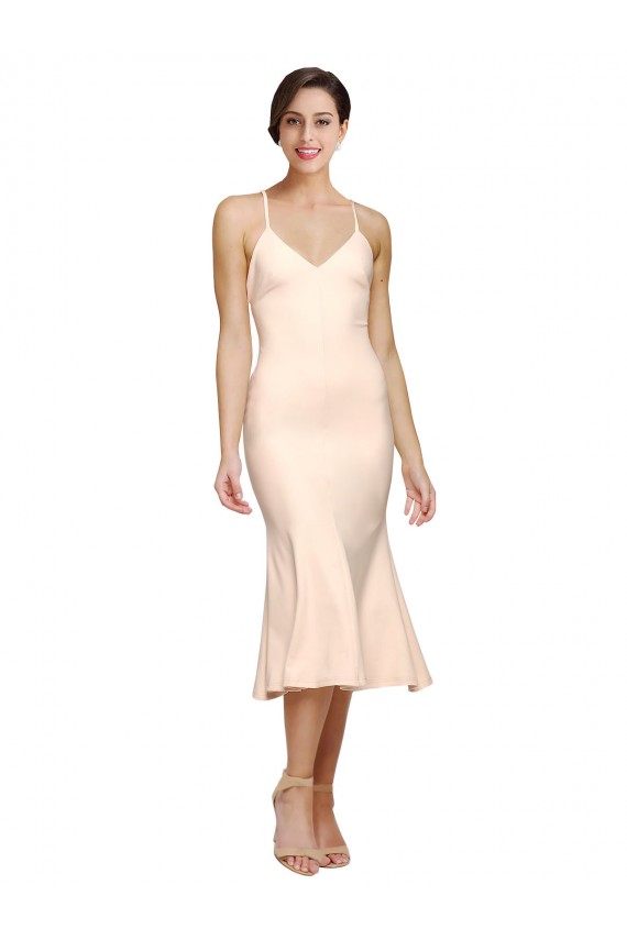 Sleeveless Nude Low Back Sheath V-Neck Evening Gown / Prom Dress / Bridesmaid Dress Maidstone