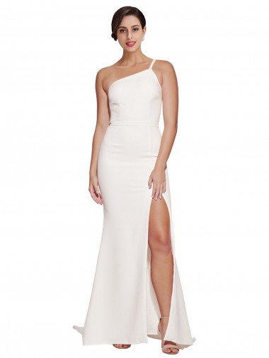Sleeveless Ivory Sheath Stretch Crepe One Shoulder Semi Formal Evening Dress / Prom Dress / Bridesmaid Dress Maidstone